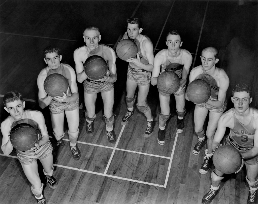 Vintage basketball team photograph, 1940s
