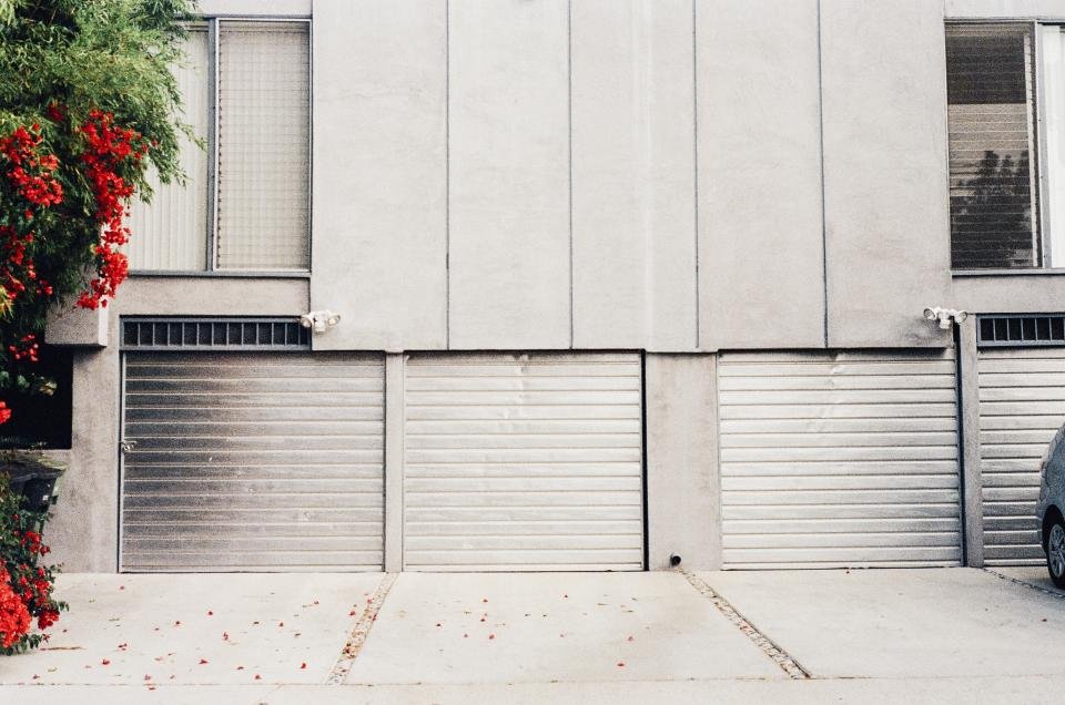 Concrete apron in front of garage doors
